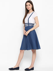 Women's Denim Dress with Thin Strap Detail