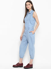 Women's Denim Ice Blue Wash Jumpsuit