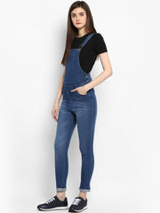 Women's Stretchable Denim Washed effect Dungarees(inner not provided)