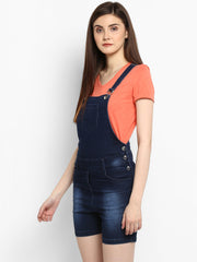 Women's Stretchable Denim Washed effect Shorts Style Dungarees(inner not provided)