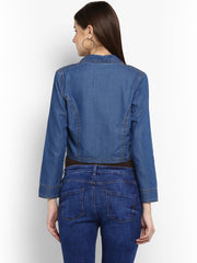 Women's Denim Dark Blue Collar Style Shrug