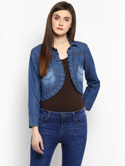 Women's Denim Pleating and Smocking detail Shrug