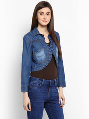 Women's Denim Pleating and Smocking detail Shrug