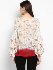 Women's Printed and Ombre Power Sleeve Top