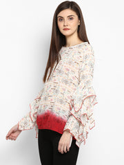 Women's Printed and Ombre Power Sleeve Top