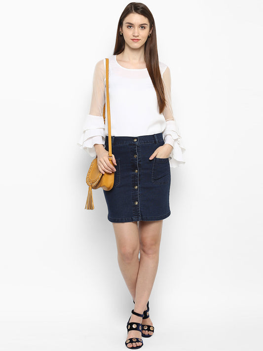 Women's Denim Skirt with Front Buttons