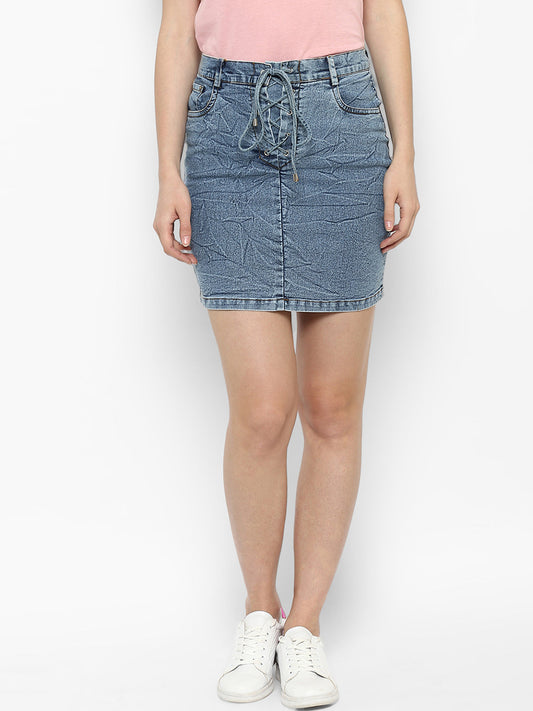 Women's Denim Skirt with Denim Draw String