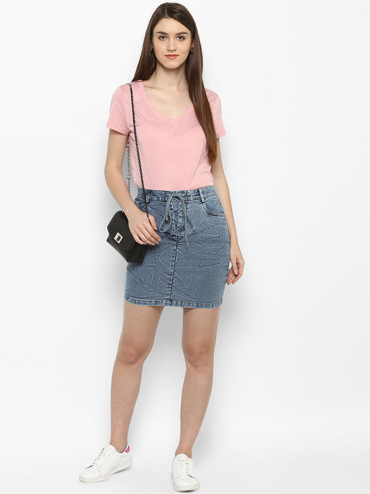 Women's Denim Skirt with Denim Draw String