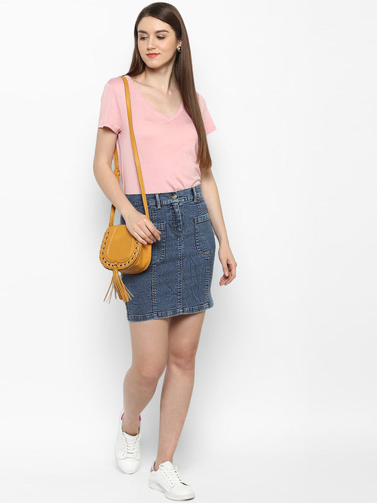 Women's Denim Two Pocket Style Skirt