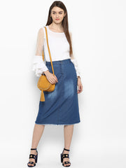 Women's Denim Skirt with Monkey Wash