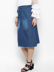 Women's Denim Skirt with Monkey Wash