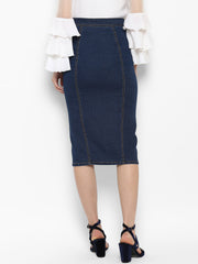 Women's Denim Diagonal Button Skirt