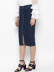 Women's Denim Diagonal Button Skirt