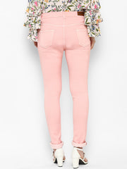 Women's Light Pink Lycra Denim Jeans