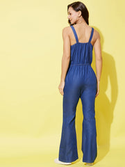 StyleStone Women's Denim Jumpsuit with Shoulder Straps