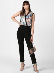 Women's Black and Multi-coloured Sequin Jumpsuit