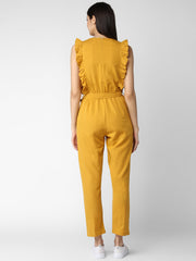 Women's Cotton Linen Yellow Jumpsuit