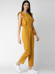 Women's Cotton Linen Yellow Jumpsuit