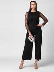 Women's Polyester embellished Net Sleeves jumpsuit