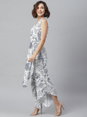 Women's printed Jumpsuit with Asymmetric hemline