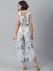 Women's printed Jumpsuit with Asymmetric hemline