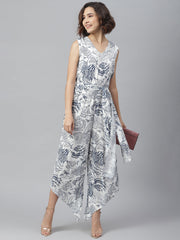 Women's printed Jumpsuit with Asymmetric hemline