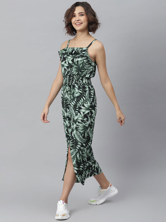 Women's printed Jumpsuit with slit Pants