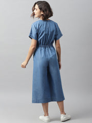 Women's Denim Jumpsuit with front knot