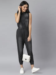 Women's Black Denim Jumpsuit