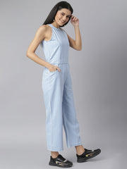 Denim Jumpsuit with Incut Sleeve