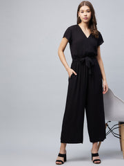 Women's Rayon Black Jumpsuit