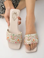 Embroidered Ethnic Pink Flats For Women & Girls