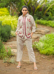 Elephant Embroidery Linen Co-Ord Set