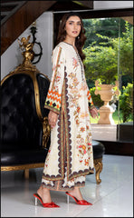 Cream colour lawn print kurta set