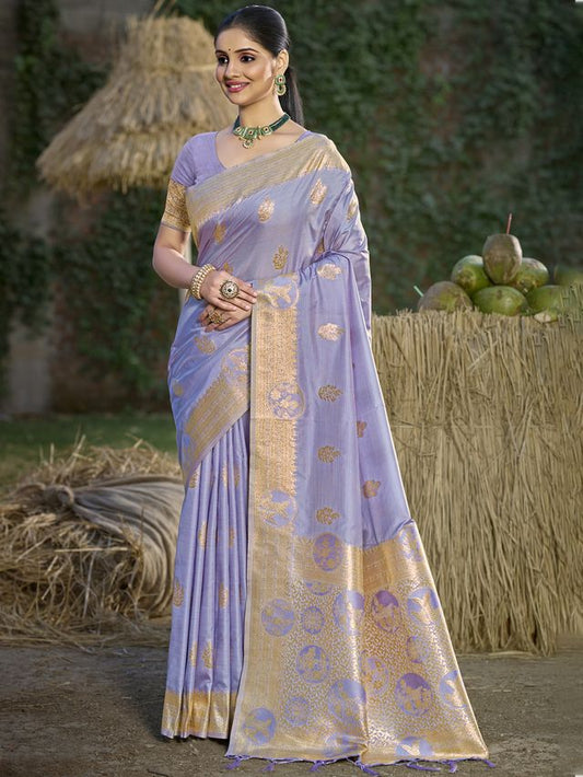 Sangam Prints Silk Woven Work Festival Tassle Saree