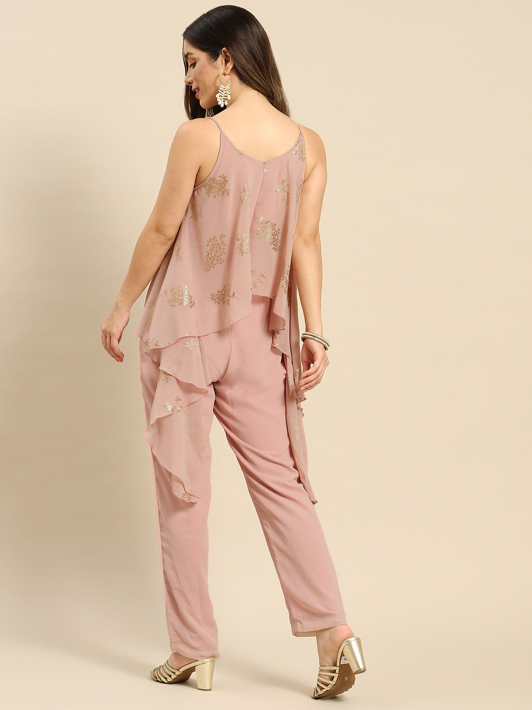 Asymmetric drape jumpsuit