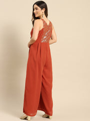 In cut pleated jumpsuit