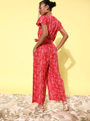 Women's Red Tie & Dye Jumpsuit