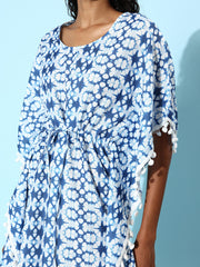 StyleStone Women's Blue Printed Kaftan Dress