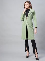 StyleStone Women's Olive Polyester Jacquard Self Design OverCoat