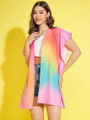 StyleStone Women's Rainbow Printed Open Shrug