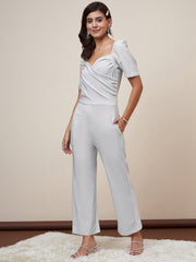 StyleStone Women's Sweetheart Neck Pleated Jumpsuit