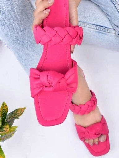 Women Pink Open Toe Flats