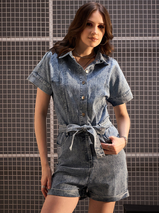 StyleStone Women's Denim Playsuit