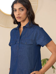 StyleStone Women's Denim Dress with Pockets