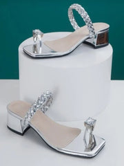 Women & Girls Silver Block Heels