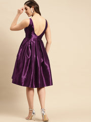 Satin Midi Dress with Box Pleates