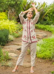 Elephant Embroidery Linen Co-Ord Set