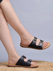 Shoetopia Stylish Solid Black Flats For Women