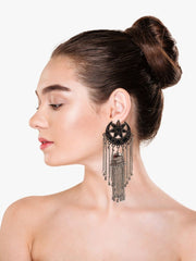 Women Silver-Toned Oxidized Jhumka Earrings